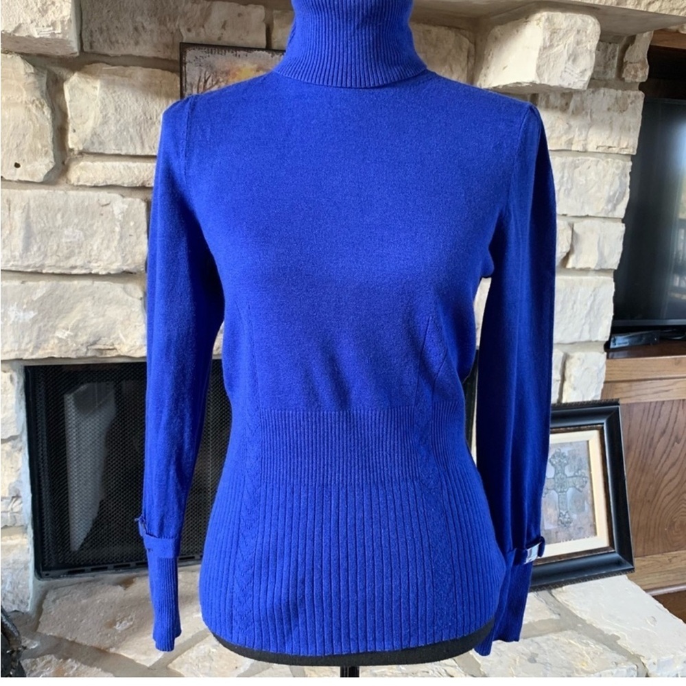 Peck & Peck Cobalt Blue Turtleneck Top